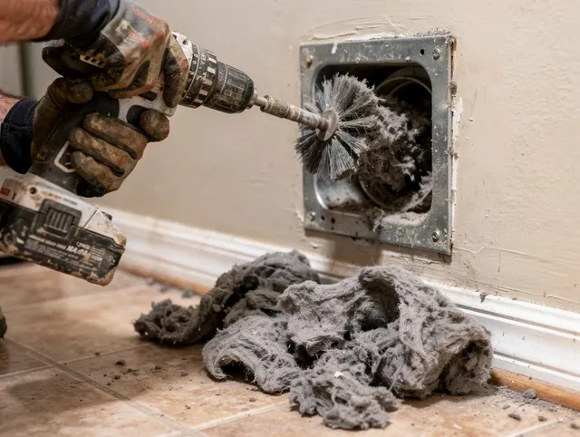 Certified Windham Dryer Vent Cleaning technician performing dryer vent cleaning in Windham