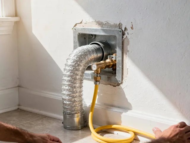 Windham Dryer Vent Cleaning certified technician performing specialized gas dryer vent cleaning in Windham